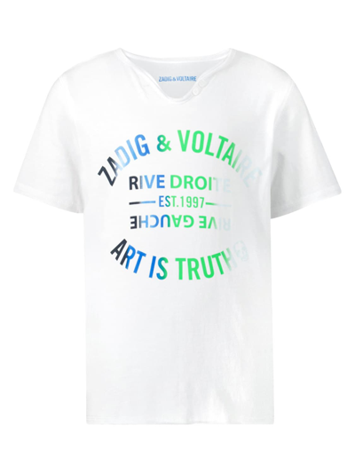 Zadig & Voltaire Kids' Boys White Cotton Logo T-shirt In Bianco