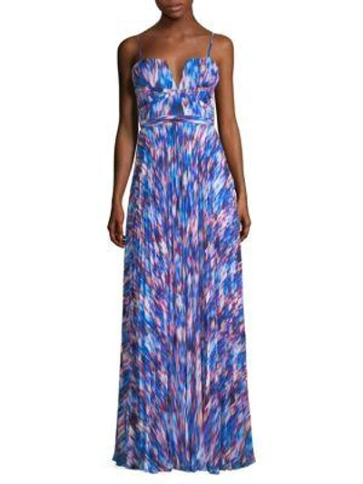 Laundry By Shelli Segal Printed Chiffon Gown In Blue