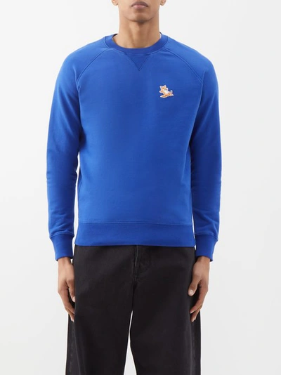 Maison Kitsuné 'chillax Fox' Crew Neck Sweatshirt In Blue