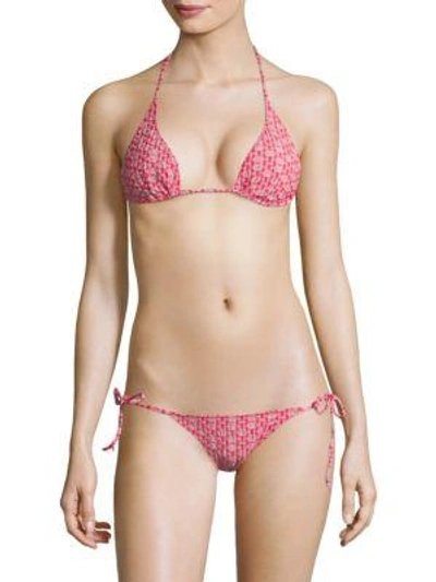 Lisa Marie Fernandez Two-piece Pamela Bikini In Red Two Tone Seersucker