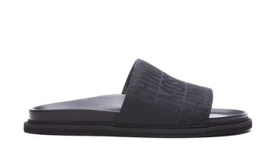 Moschino Logo Collection Slide Sandals In Black