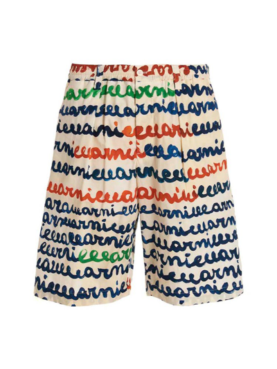 Marni Mare Print Shorts In Ivory