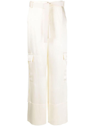 Calvin Klein Cargo High-waisted Trousers In White