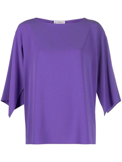 Alberto Biani Boat-neck Long-sleeved Blouse In Purple