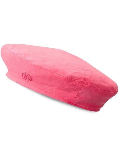 Maison Michel Billy Logo-plaque Beret In Pink