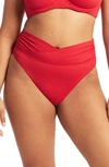 Sea Level Essential Wrap High Waist Bikini Bottoms In Red