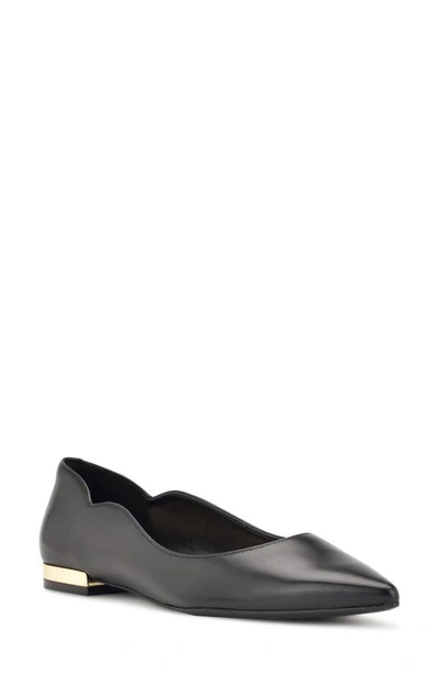 Nine West Lovlady Pointed Toe Flat In Black Smooth