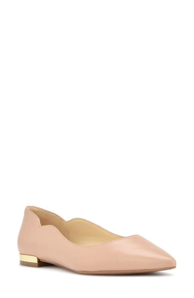 Nine West Lovlady Pointed Toe Flat In Blush Smooth