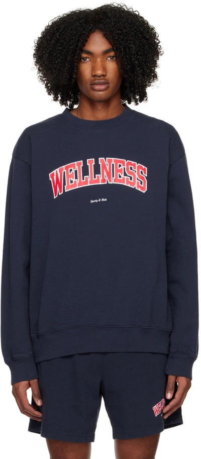 Sporty And Rich Sporty & Rich Navy Wellness-print Sweatshirt