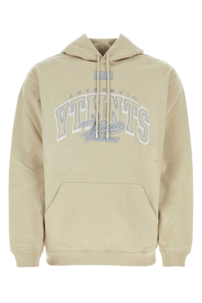 Vtmnts Logo-embroidered Hoodie In Beige