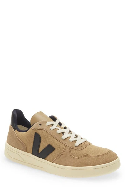 Veja V-10 Low Top Sneaker In Dune Black