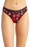 Meundies Print Thong In Red Hearts
