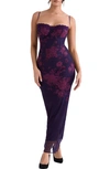 House Of Cb Aiza Floral Print Underwire Cocktail Dress In Grape | ModeSens