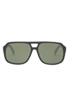 Electric Dude 48mm Small Polarized Aviator Sunglasses In Matte Black/ Grey Polar