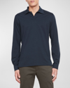 Vince Long Sleeve Heavyweight Pima Cotton Polo In Coastal