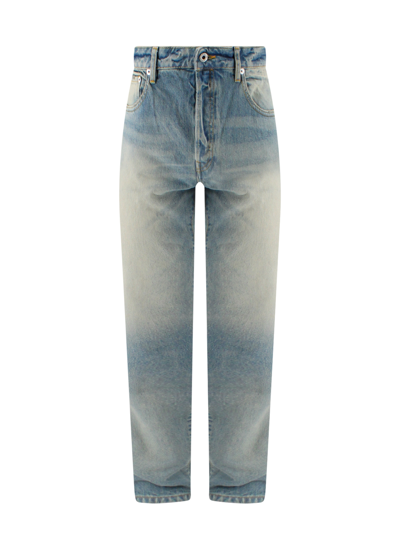 Kenzo 18cm Slim Bleached Cotton Denim Jeans In Blue