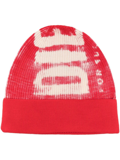 Diesel Ribbed Beanie With Maxi Logo Print In 44q