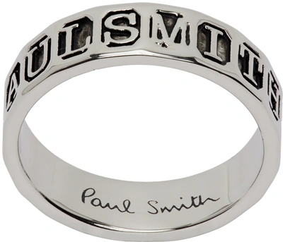 Paul Smith Silver Stamp Ring In Metallics