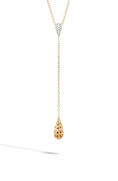 John Hardy 18k Classic Chain Diamond Y-drop Necklace In Gold/ Diamond