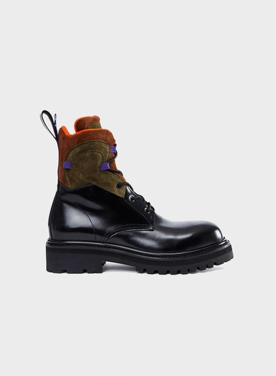 Altu Colour-block Combat Boots In Black