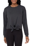 90 Degree By Reflex Brushed Terry Tie Hem Pullover In Charcoal