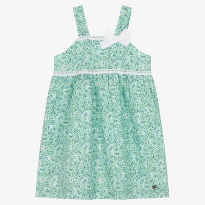 Paz Rodriguez Kids' Girls Green Cotton Paisley Dress