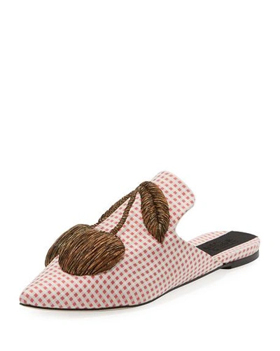 Sanayi313 Checkered Cherry-embroidered Mule In Red