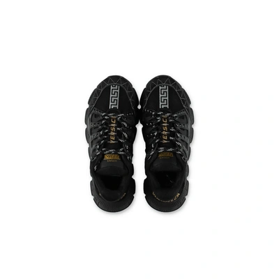 Versace Kids'  Sneakers Nera In Pelle Di Vitello In Nero