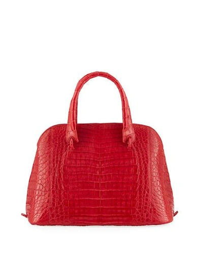 Nancy Gonzalez Crocodile Medium Open Dome Tote Bag In Red Pattern