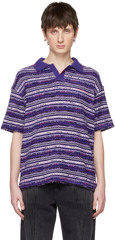 Andersson Bell Violet Striped Polo Shirt In Purple