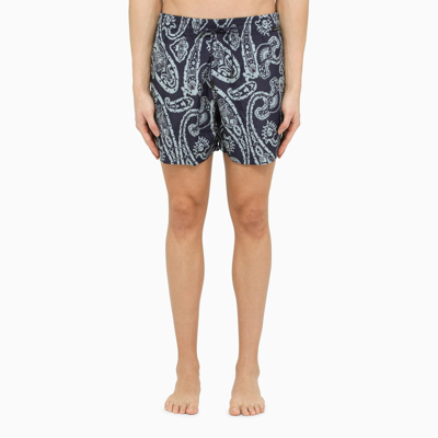 Etro Blue\/blue Printed Swim Boxer Shorts In Light Blue