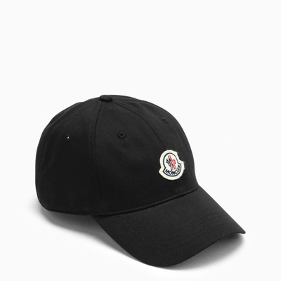 Moncler Black Baseball Cap With Logo Patch