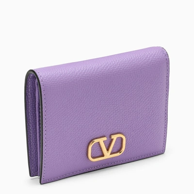 Valentino Garavani Lilac Leather Wallet In Purple