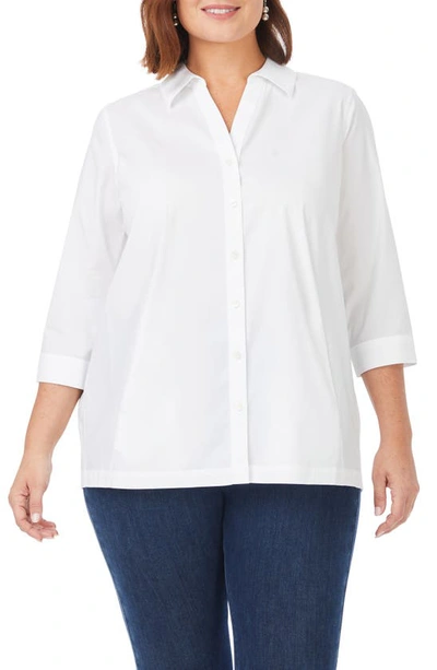 Foxcroft Kayla Stretch Button-up Shirt In White