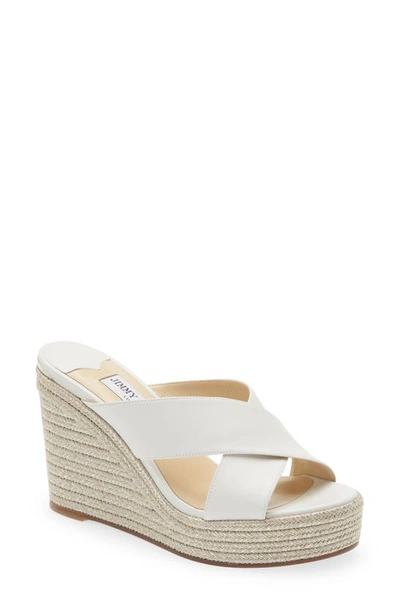 Jimmy Choo Dovina Espadrille Platform Wedge In White Mix