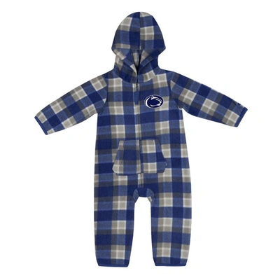 Colosseum Baby Boys And Girls  Navy, Grey Penn State Nittany Lions Farays Plaid Full-zip Hoodie Jumpe In Navy,gray