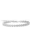 Shymi Cubic Zirconia Heart Tennis Bracelet In Silver/ White