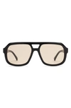 Electric Augusta 57mm Square Sunglasses In Gloss Black/ Amber