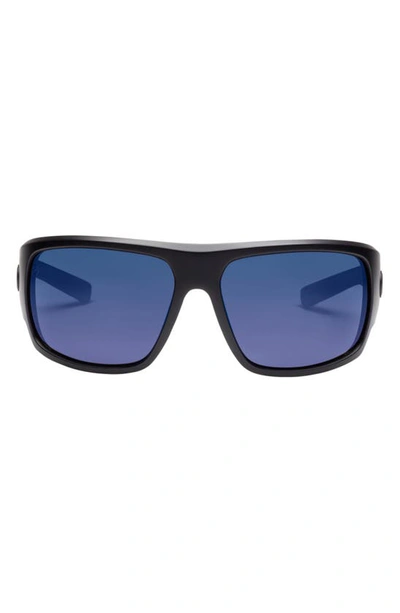 Electric Mahi 49mm Polarized Pro Wrap Sunglasses In Matte Black/ Blue Polar Pro