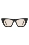 Electric Noli 52mm Polarized Cat Eye Sunglasses In Gloss Black/ Amber