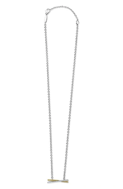 Lagos Caviar Lux Two Tone X Diamond Pendant Necklace In Gold