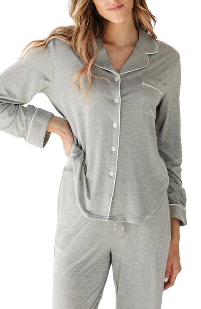 Cozy Earth Long Sleeve Knit Pajama Top In Grey