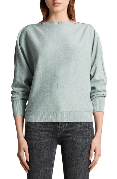Allsaints Elle Snap-detail Sweater In Mint Green