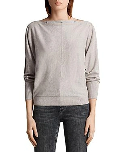 Allsaints Elle Snap-detail Sweater In Oatmeal Brown