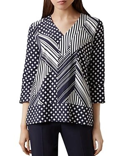 Hobbs London Shelly Mixed Print Top In Navy Ivory
