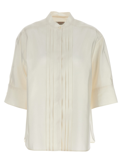 Alberto Biani Silk Shirt With Pleated Detail In White