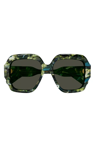 Chloé Gayia Oversized Marbled Re-ace Sunglasses In Patterned Green