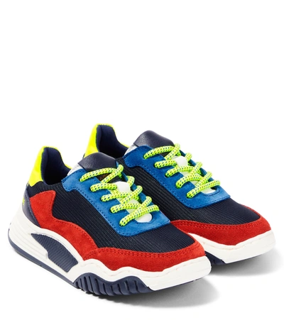 Marc Jacobs Kids' Canvas And Suede Lace-up Sneakers In Blue