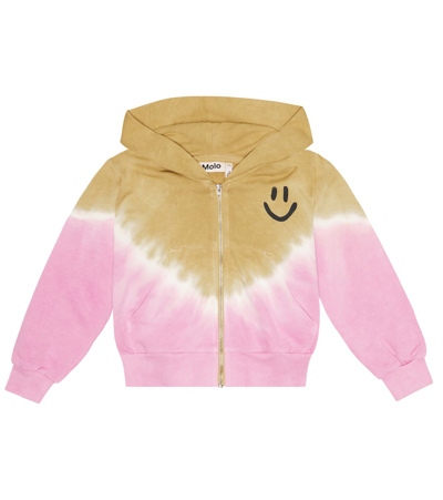 Molo Kids' Printed Cotton Hoodie In Cardboard