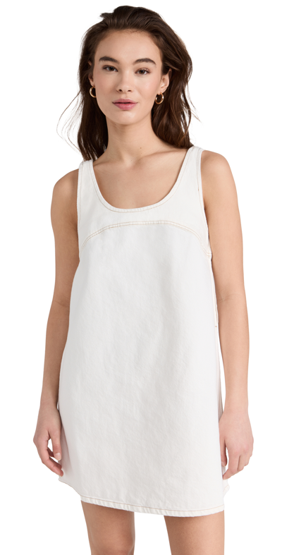 frame white denim dress FRAME Denim Lace Trim Dress in Off White